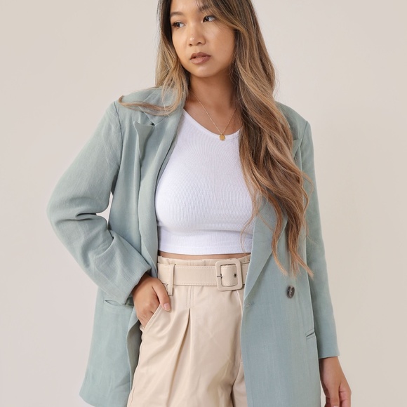 SAGE GREEN  BLAZER JACKET - Picture 3 of 4